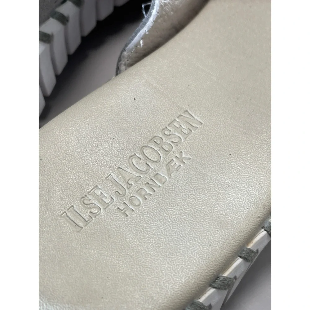 Ilse Jacobsen Tulip 3374 Grey Laser Cut Platform Slide Sandals Womens 37